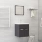 vidaXL Juego de muebles de baño madera de ingeniería gris brillo
