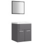 vidaXL Juego de muebles de baño madera de ingeniería gris brillo