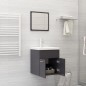 vidaXL Juego de muebles de baño madera de ingeniería gris brillo