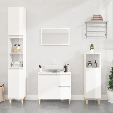 vidaXL Armario de baño madera contrachapada blanco 65x33x60 cm