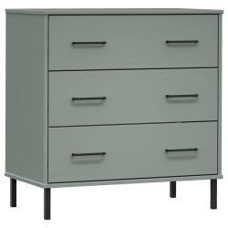 vidaXL Aparador con 3 cajones OSLO madera maciza gris 77x40x79,5 cm