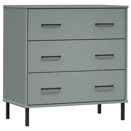 vidaXL Aparador con 3 cajones OSLO madera maciza gris 77x40x79,5 cm