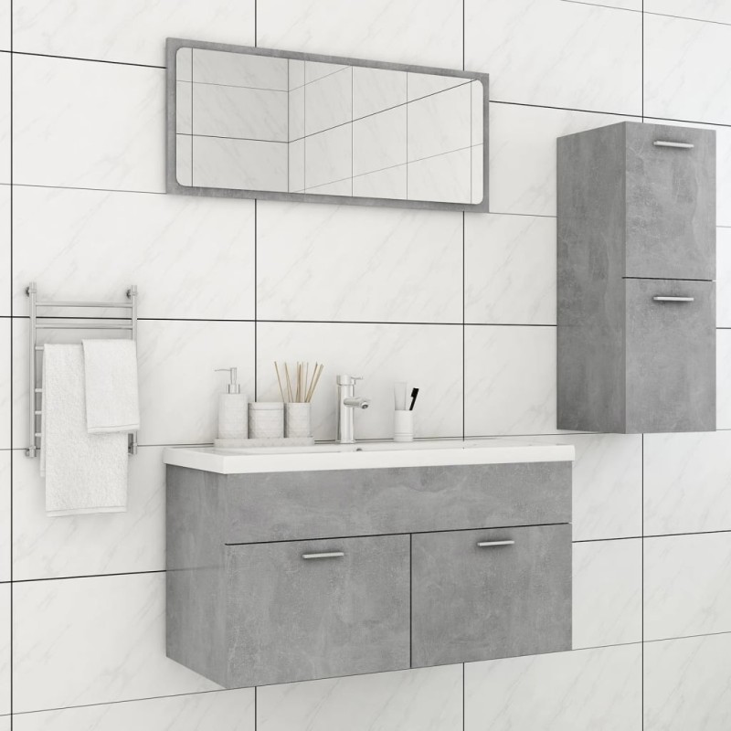 vidaXL Juego de muebles de baño madera de ingeniería gris hormigón vidaXL Juego de muebles de baño madera de ingeniería gris hormigón