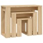 vidaXL Mesas apilables 3 pzas madera contrachapada color roble Sonoma vidaXL Mesas apilables 3 pzas madera contrachapada color roble Sonoma