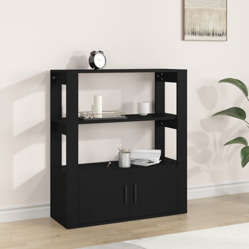 vidaXL Aparador de madera contrachapada negro 80x30x90 cm vidaXL Aparador de madera contrachapada negro 80x30x90 cm