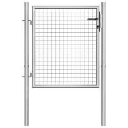 vidaXL Puerta de jardín de acero galvanizado plateado 105x125 cm