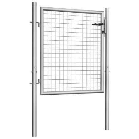 vidaXL Puerta de jardín de acero galvanizado plateado 105x125 cm