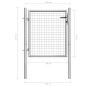 vidaXL Puerta de jardín de acero galvanizado plateado 105x125 cm