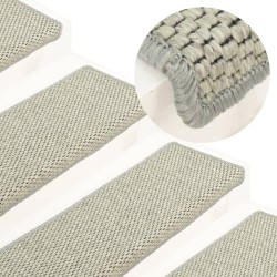 vidaXL Alfombrilla autoadhesiva escalera sisal 15 uds gris 65x21x4 cm