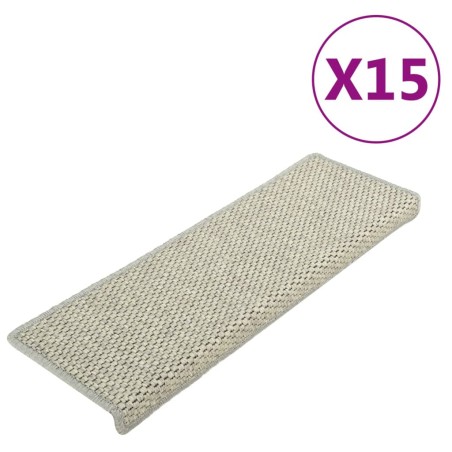 vidaXL Alfombrilla autoadhesiva escalera sisal 15 uds gris 65x21x4 cm