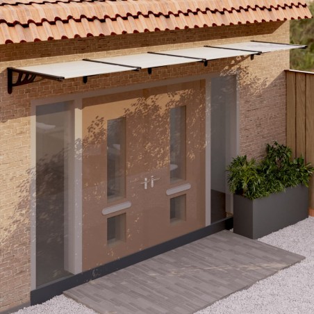 vidaXL Marquesina puerta policarbonato negro y transparente 396x90 cm
