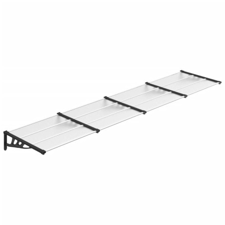 vidaXL Marquesina puerta policarbonato negro y transparente 396x90 cm