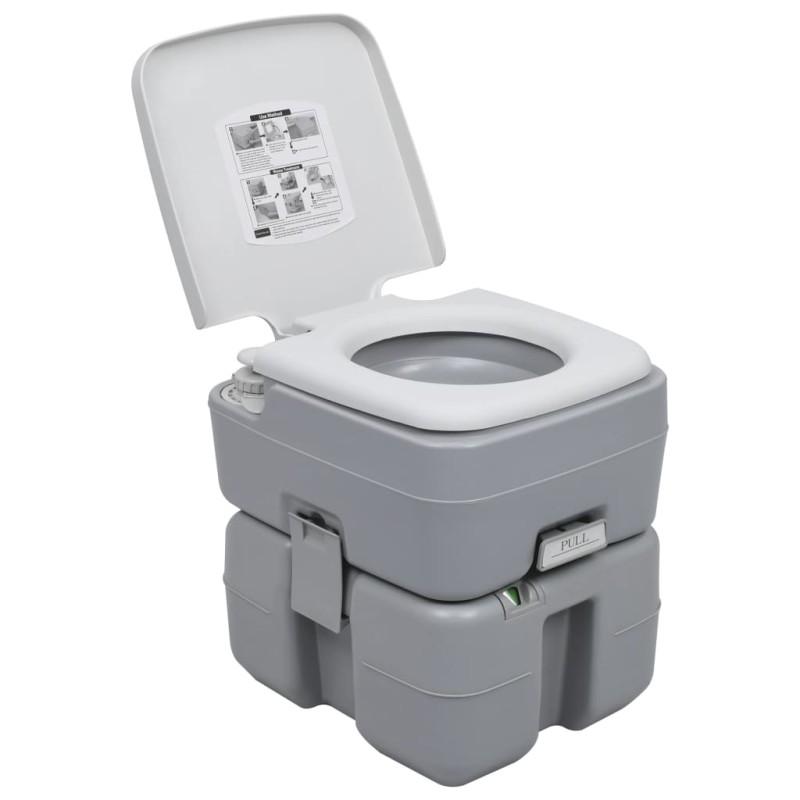 vidaXL Inodoro portátil para camping gris 20 + 10 L vidaXL Inodoro portátil para camping gris 20 + 10 L