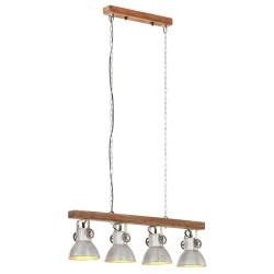 vidaXL Lámpara de techo industrial madera de mango plateado E27