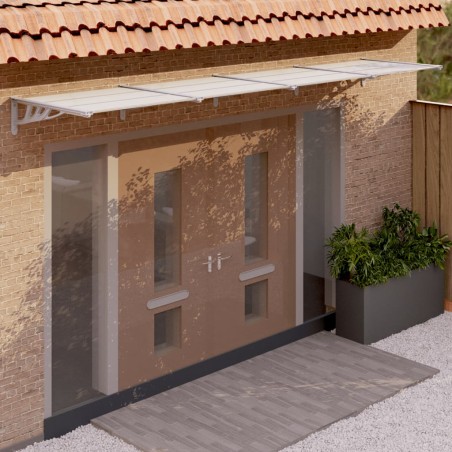 vidaXL Marquesina puerta policarbonato gris y transparente 396x90 cm