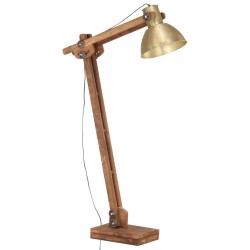 vidaXL Lámpara de pie madera maciza de mango latón E27