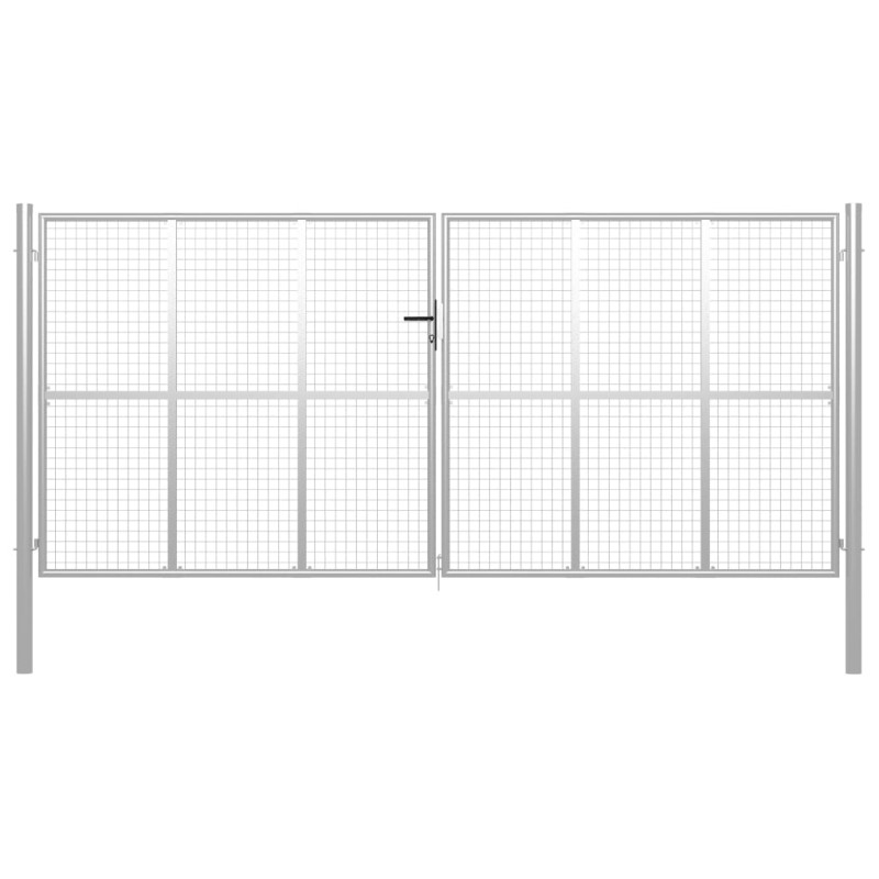 vidaXL Puerta de jardín de acero galvanizado plateado 415x250 cm vidaXL Puerta de jardín de acero galvanizado plateado 415x250 cm