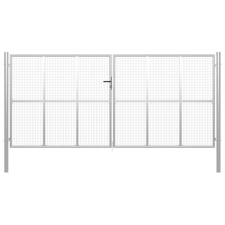 vidaXL Puerta de jardín de acero galvanizado plateado 415x250 cm