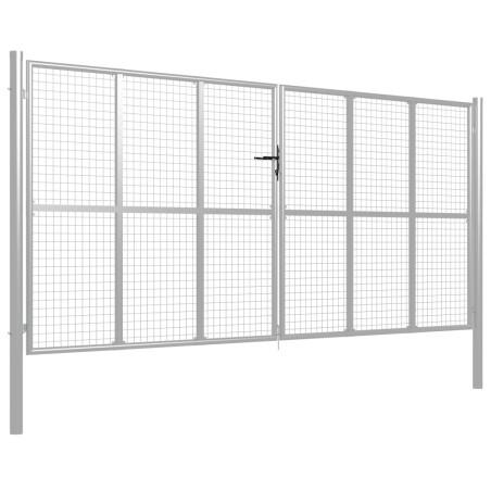 vidaXL Puerta de jardín de acero galvanizado plateado 415x250 cm