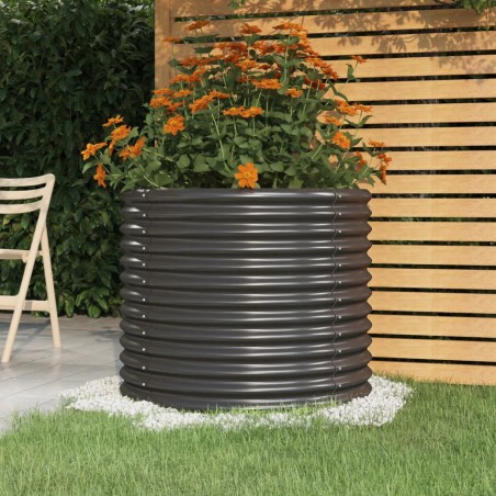 vidaXL Jardinera acero con recubrimiento polvo antracita 80x80x68 cm