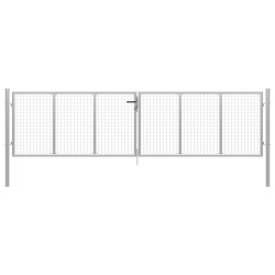 vidaXL Puerta de jardín de acero galvanizado plateado 415x150 cm