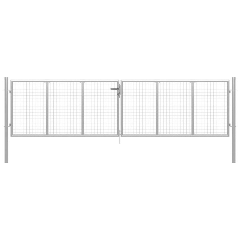 vidaXL Puerta de jardín de acero galvanizado plateado 415x150 cm vidaXL Puerta de jardín de acero galvanizado plateado 415x150 cm