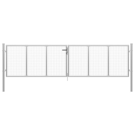 vidaXL Puerta de jardín de acero galvanizado plateado 415x150 cm