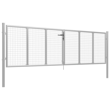 vidaXL Puerta de jardín de acero galvanizado plateado 415x150 cm