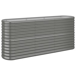 vidaXL Jardinera arriate acero recubrimiento polvo gris 152x40x68 cm