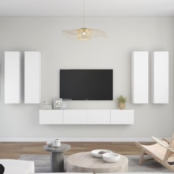 vidaXL Set de muebles de salón TV 6 piezas madera de ingeniería blanco