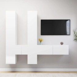 vidaXL Set de muebles de salón TV 6 piezas madera de ingeniería blanco