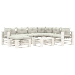 vidaXL Set muebles de jardín de palets 8 pzas con cojines beige madera