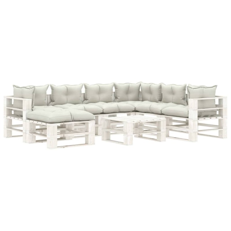 vidaXL Set muebles de jardín de palets 8 pzas con cojines beige madera vidaXL Set muebles de jardín de palets 8 pzas con cojines beige madera
