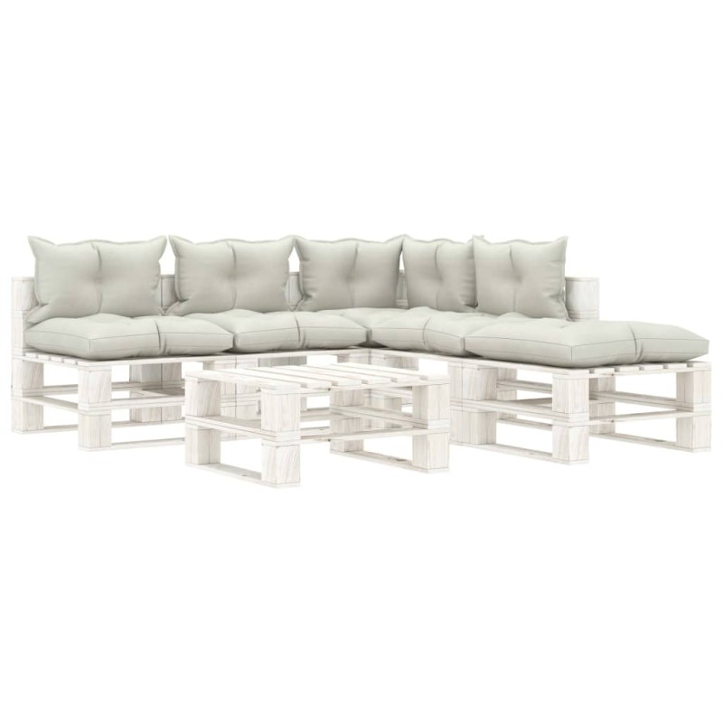 vidaXL Set muebles de jardín de palets 6 pzas madera con cojines beige vidaXL Set muebles de jardín de palets 6 pzas madera con cojines beige