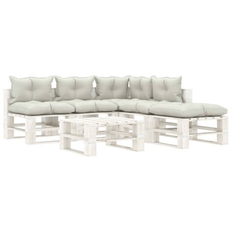vidaXL Set muebles de jardín de palets 6 pzas madera con cojines beige