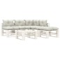 vidaXL Set muebles de jardín de palets 6 pzas madera con cojines beige vidaXL Set muebles de jardín de palets 6 pzas madera con cojines beige