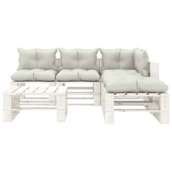 vidaXL Set muebles de jardín de palets 6 pzas madera con cojines beige