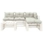 vidaXL Set muebles de jardín de palets 6 pzas madera con cojines beige vidaXL Set muebles de jardín de palets 6 pzas madera con cojines beige