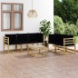 vidaXL Juego de muebles de jardín 6 piezas con cojines negros vidaXL Juego de muebles de jardín 6 piezas con cojines negros
