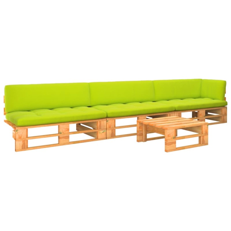 vidaXL Muebles de palets 4 pzas y cojines madera pino impregnada miel