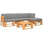 vidaXL Muebles de palets 4 pzas y cojines madera pino impregnada miel vidaXL Muebles de palets 4 pzas y cojines madera pino impregnada miel