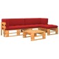 vidaXL Muebles de palets 4 pzas y cojines madera pino impregnada miel vidaXL Muebles de palets 4 pzas y cojines madera pino impregnada miel