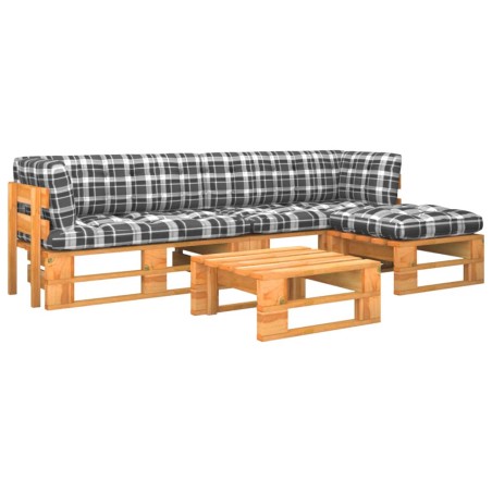 vidaXL Muebles de palets 4 pzas y cojines madera pino impregnada miel