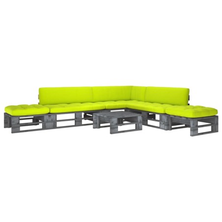 vidaXL Muebles de palets 6 pzas y cojines madera pino impregnada gris