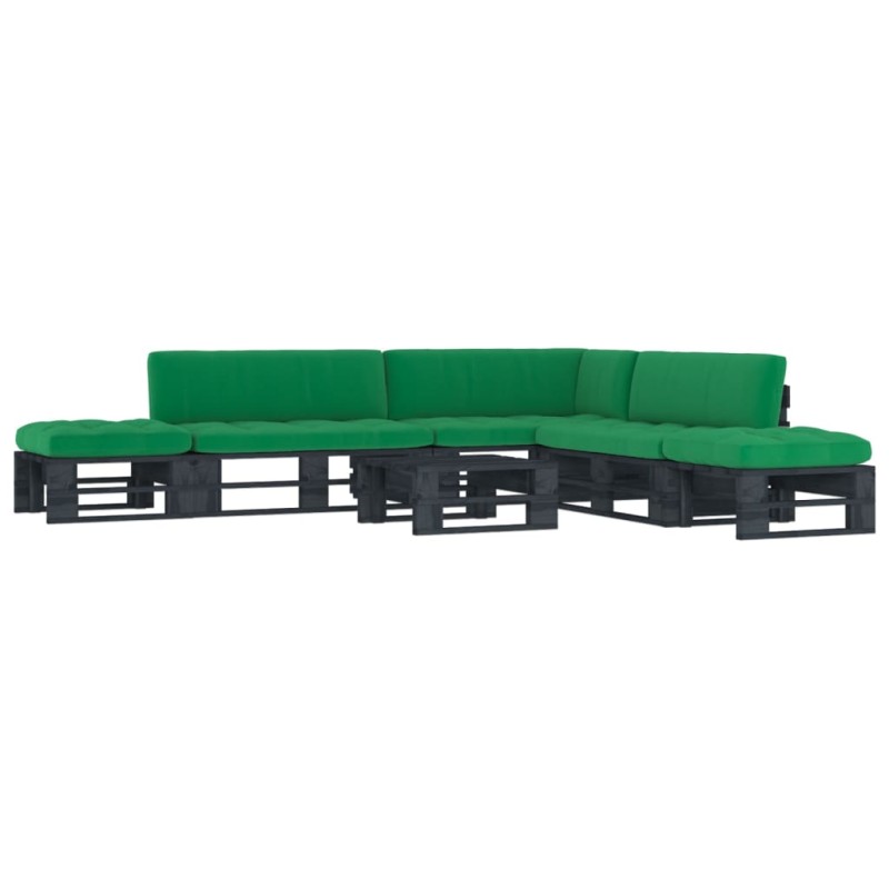 vidaXL Muebles de palés 6 pzas y cojines madera pino impregnada negro vidaXL Muebles de palés 6 pzas y cojines madera pino impregnada negro