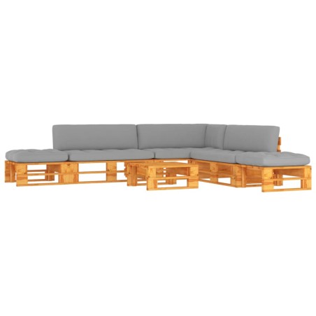 vidaXL Muebles de palets 6 pzas y cojines madera pino impregnada miel