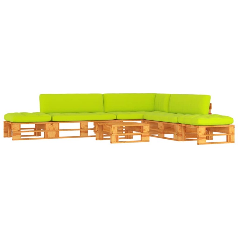vidaXL Muebles de palets 6 pzas y cojines madera pino impregnada miel vidaXL Muebles de palets 6 pzas y cojines madera pino impregnada miel