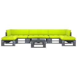 vidaXL Muebles de palets 6 pzas y cojines madera pino impregnada gris