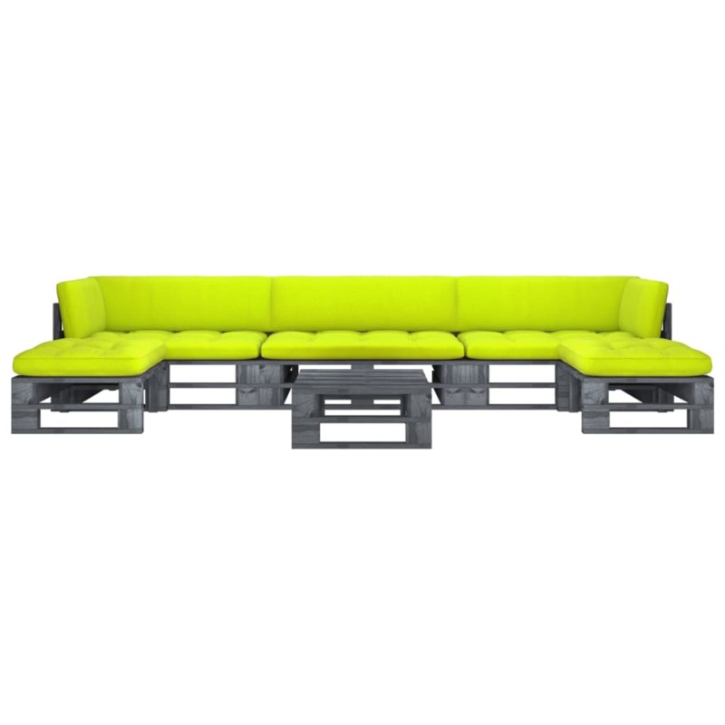 vidaXL Muebles de palets 6 pzas y cojines madera pino impregnada gris