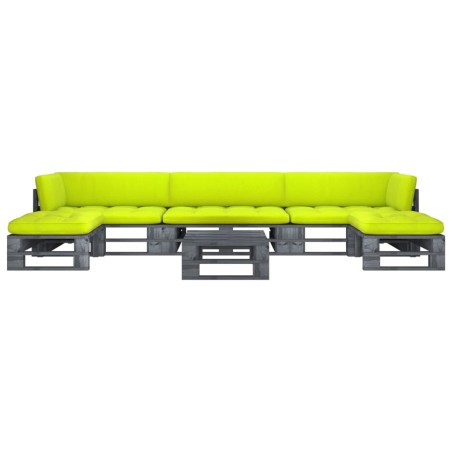 vidaXL Muebles de palets 6 pzas y cojines madera pino impregnada gris